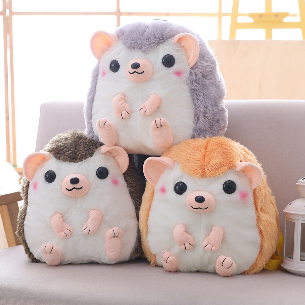 30cm*28cm Lovely Hedgehog Plush Backpack Stuffed Animals Schoolbag Toys For Children Girls Birthday New Year Gifts