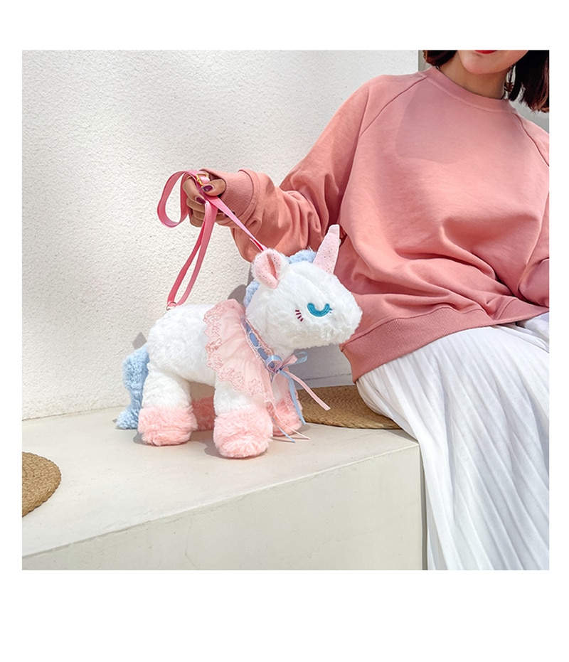 40cm Children Cute Plush Toy Lovely Cartoon Unicorn Backpack Bag Schoolbag Girls Boys Baby Kindergarten Birthday Christmas Gift