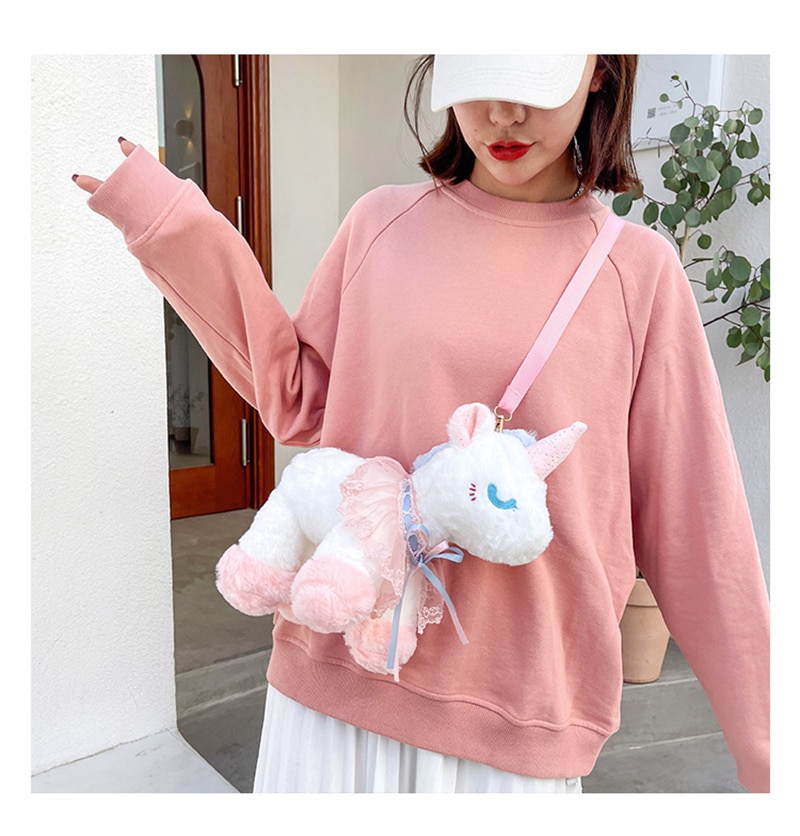 40cm Children Cute Plush Toy Lovely Cartoon Unicorn Backpack Bag Schoolbag Girls Boys Baby Kindergarten Birthday Christmas Gift