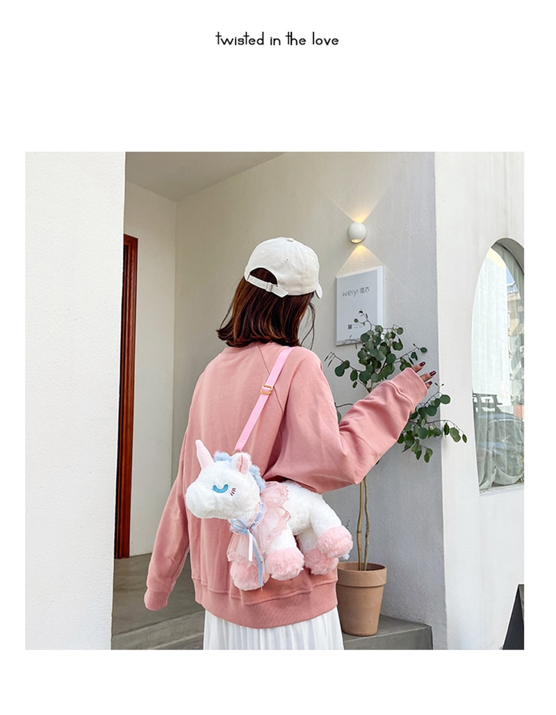 40cm Children Cute Plush Toy Lovely Cartoon Unicorn Backpack Bag Schoolbag Girls Boys Baby Kindergarten Birthday Christmas Gift