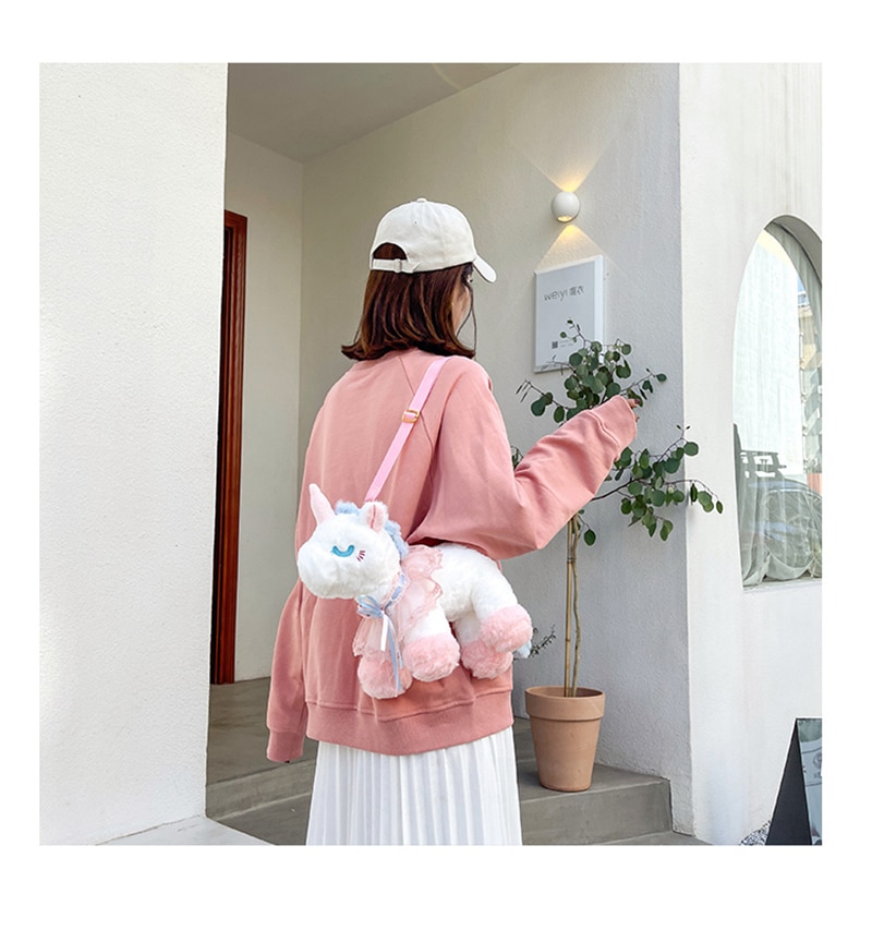 40cm Children Cute Plush Toy Lovely Cartoon Unicorn Backpack Bag Schoolbag Girls Boys Baby Kindergarten Birthday Christmas Gift