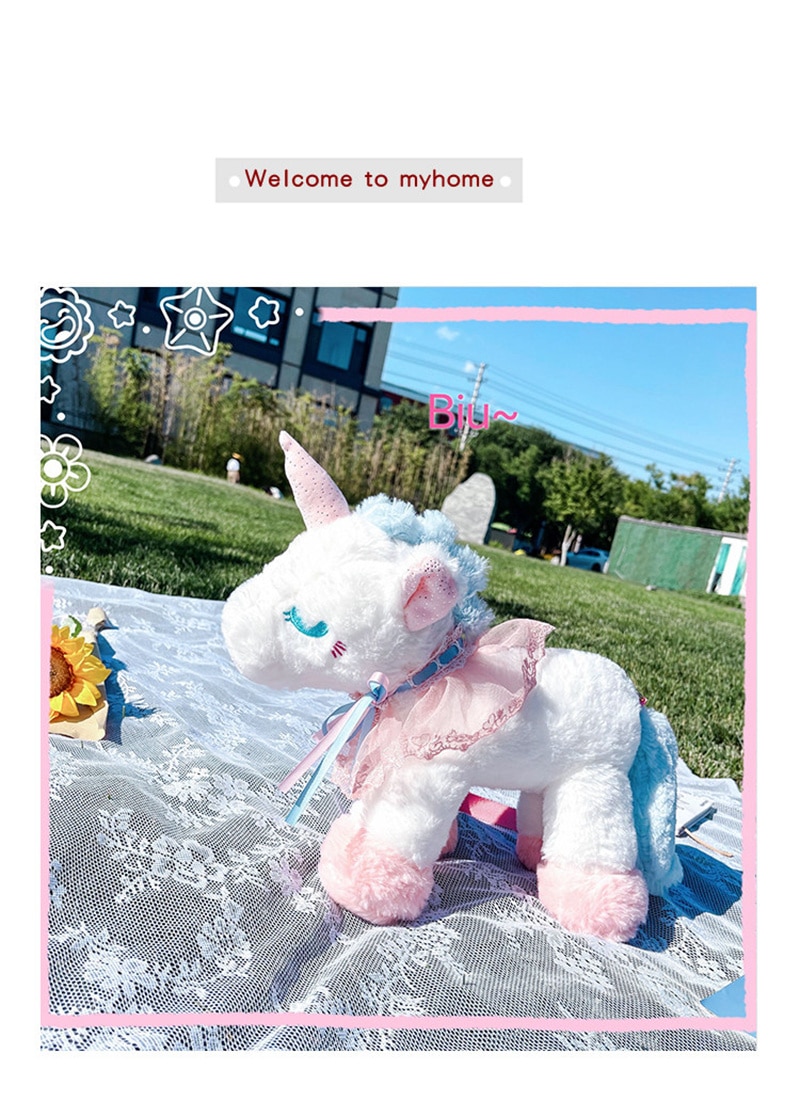 40cm Children Cute Plush Toy Lovely Cartoon Unicorn Backpack Bag Schoolbag Girls Boys Baby Kindergarten Birthday Christmas Gift