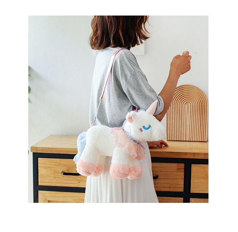 40cm Children Cute Plush Toy Lovely Cartoon Unicorn Backpack Bag Schoolbag Girls Boys Baby Kindergarten Birthday Christmas Gift