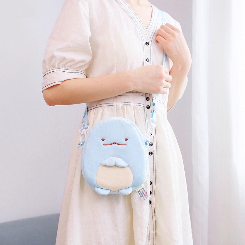 Kawaii Sumikkogurashi Anime Peripheral Plush Backpack Series Polar Bear Penguin Tonkatsu Cat Cute Cartoon Plush Crossbody Bag