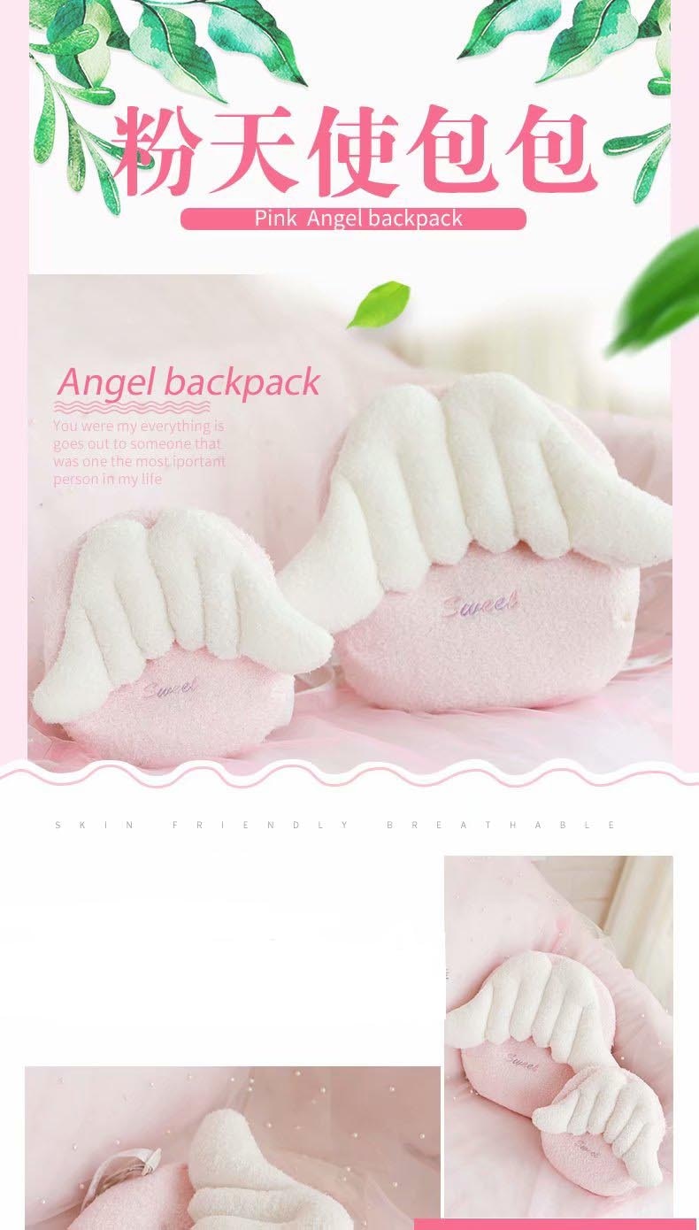 pink angel wings plush backpacks kawaii designer-look crossbody bag with wings backpack kids school shoulder bag woman girls