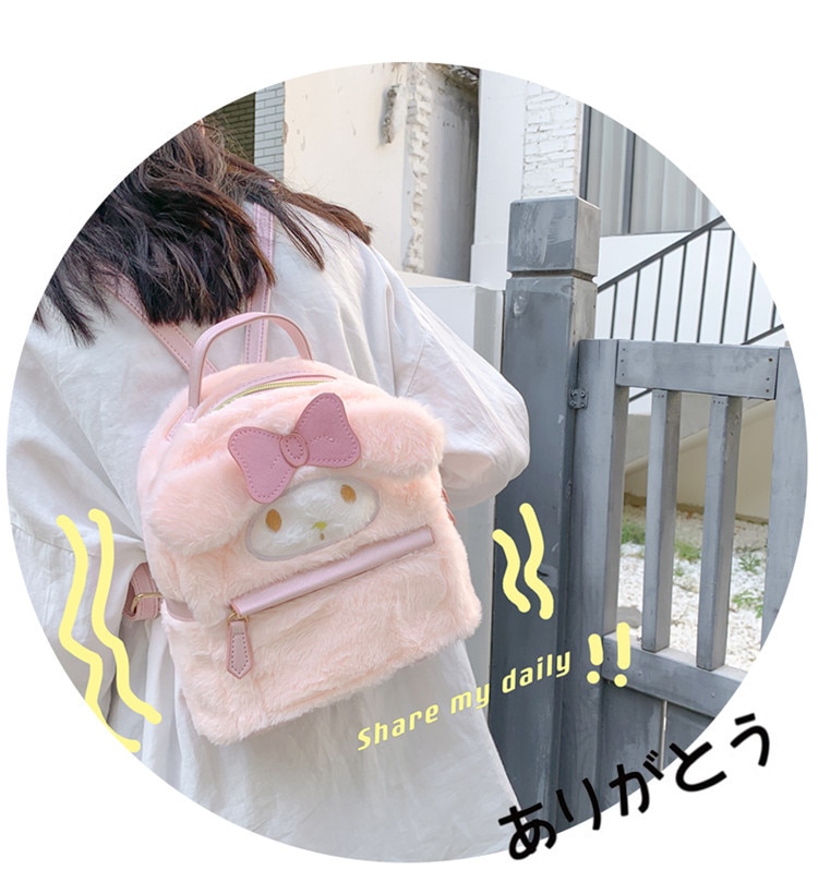 Cartoon Anime Kawaii Lolita Style Cute Mymelody Cinnamorol Plush Shoulders Bag Kids Toys Christmas Gift