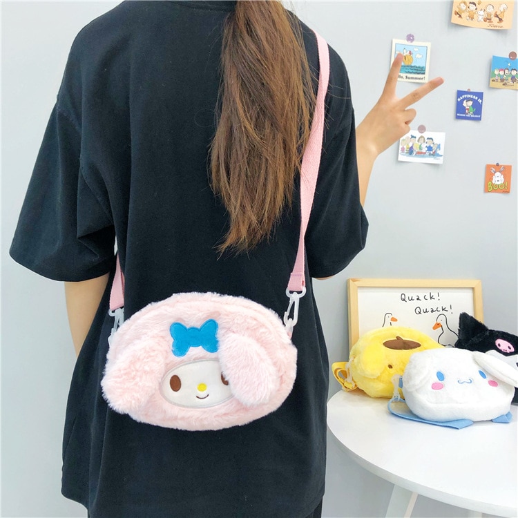 Sanrio Plush Anime Kuromi Purple Black Cute Beauty Travel Soft Suffed Plush Backpacks Novelties Birthday Gift For Girls Kids