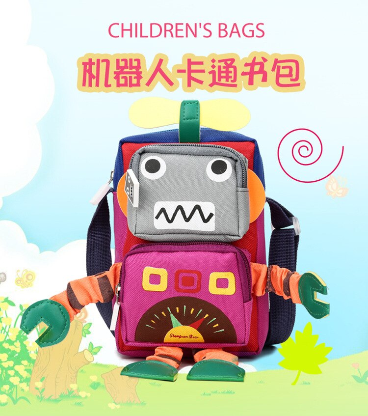 3D Robot Baby Bag Schoolbag Kids Small Cute Animal Soft Plush Backpacks Children Shoulder Bags Toys Gifts For Boys