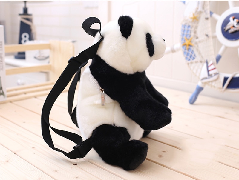 32cm Panda Backpack Girls Boys Plush Adjustable Schoolbags Stuffed Animal Bag Kindergarten Plush Backpack Toys Children's Gift