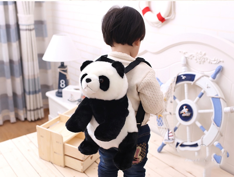 32cm Panda Backpack Girls Boys Plush Adjustable Schoolbags Stuffed Animal Bag Kindergarten Plush Backpack Toys Children's Gift