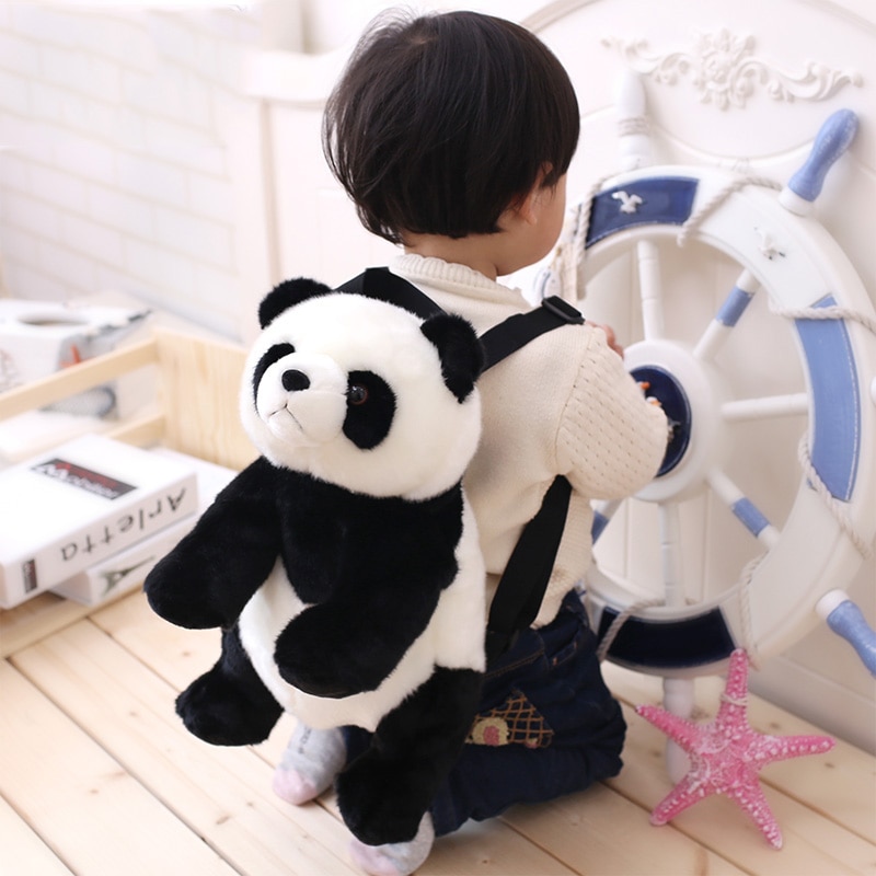 32cm Panda Backpack Girls Boys Plush Adjustable Schoolbags Stuffed Animal Bag Kindergarten Plush Backpack Toys Children's Gift