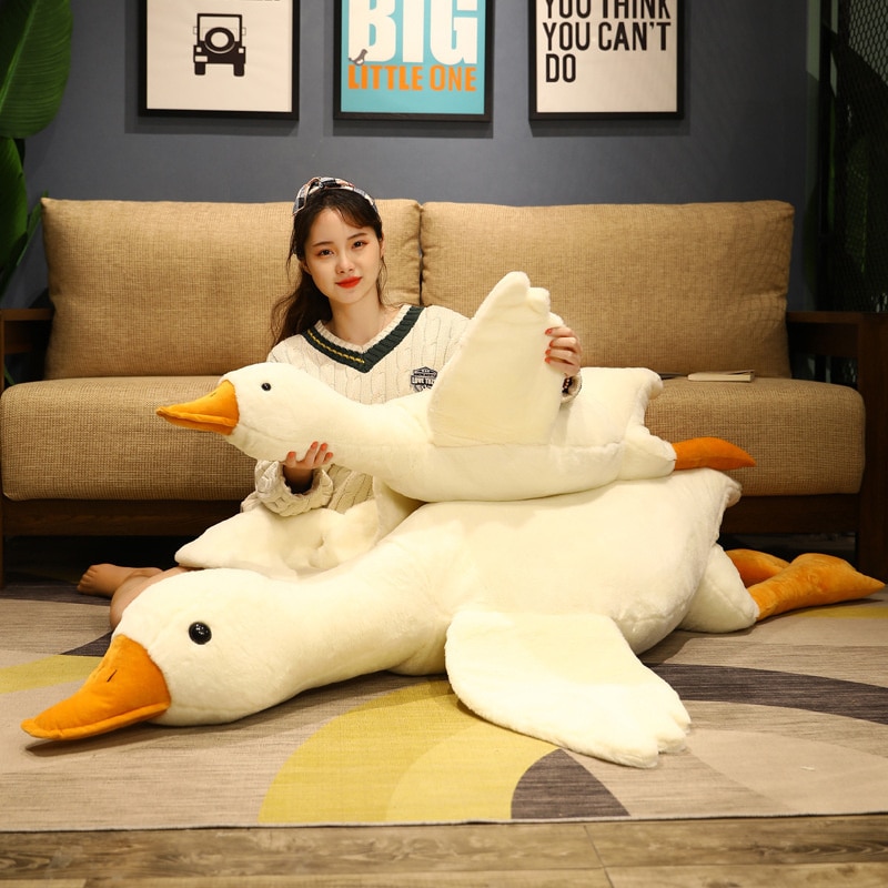 50-190cm Giant Duck Plush Toys Fluffy Sleep Pillow Cute Animal Stuffed Swan Goose Soft Dolls Floor Mat Kids Girls Birthday Gift