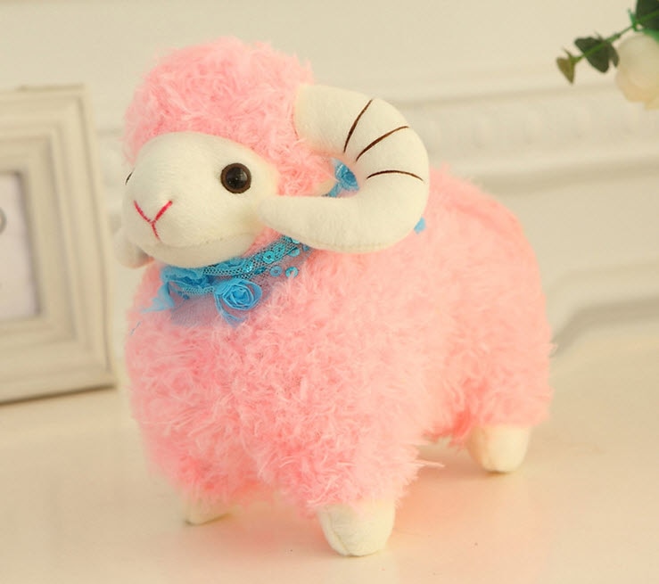 25cm Cute Stuffed Animal Cartoon Lucky Goat Plushed Toy Goat Doll Wedding Goat Doll For Decoration Home Decoration Toys