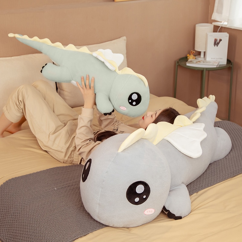 New Huggable Big Long Cute Dinosaur Plush Toy Soft Cartoon Animal Angel Stuffed Doll Boyfriend Pillow Kids Girl Birthday Gift