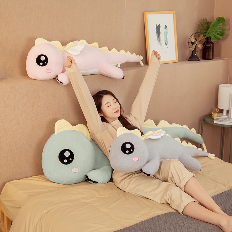 New Huggable Big Long Cute Dinosaur Plush Toy Soft Cartoon Animal Angel Stuffed Doll Boyfriend Pillow Kids Girl Birthday Gift