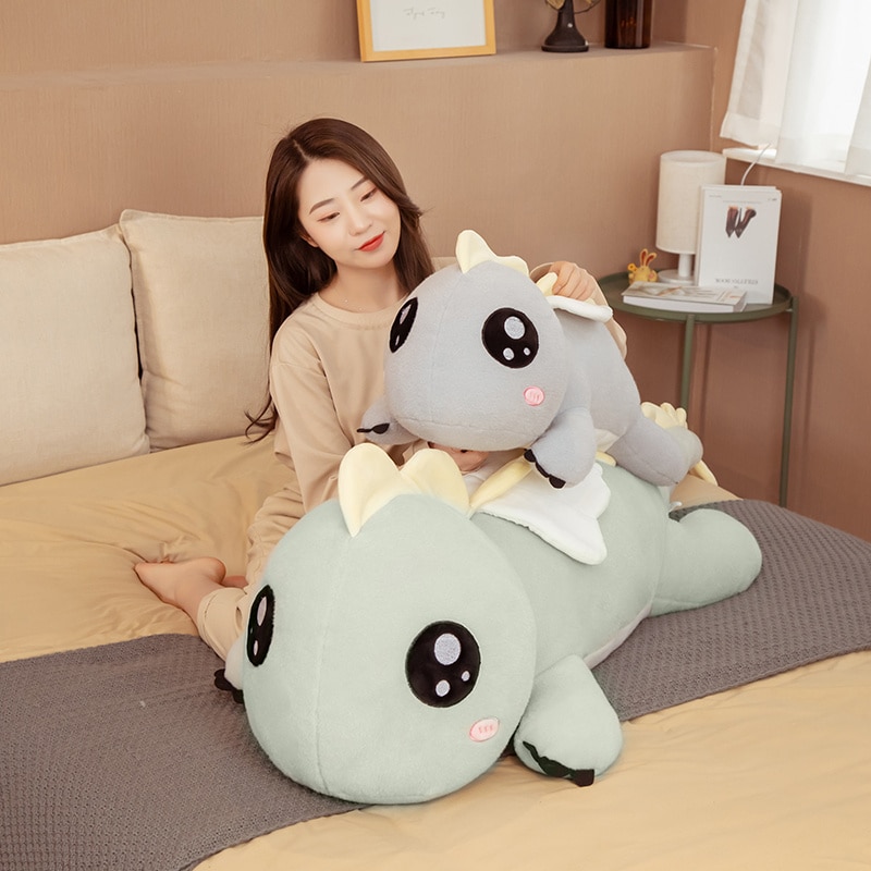 New Huggable Big Long Cute Dinosaur Plush Toy Soft Cartoon Animal Angel Stuffed Doll Boyfriend Pillow Kids Girl Birthday Gift