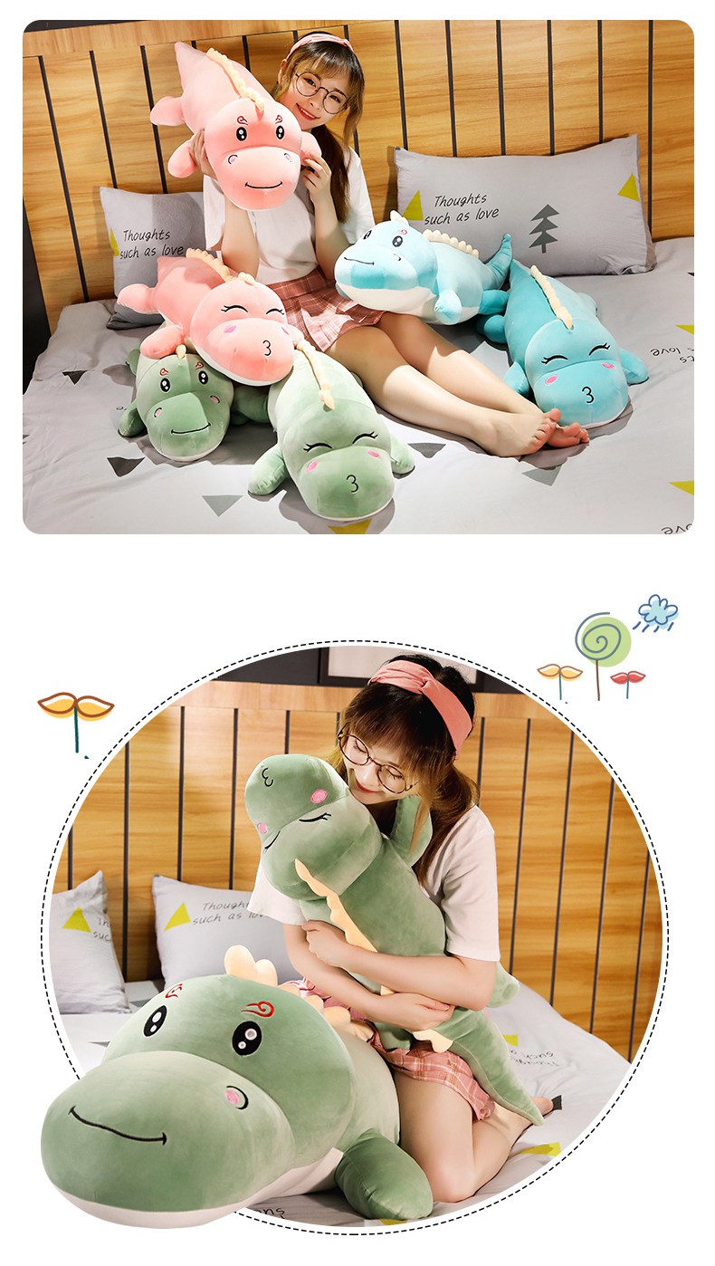 New Big Size Long Lovely Dinosaur Plush Toy Soft Cartoon Animal Dinosaur Stuffed Doll Boyfriend Pillow Kids Girl Birthday Gift