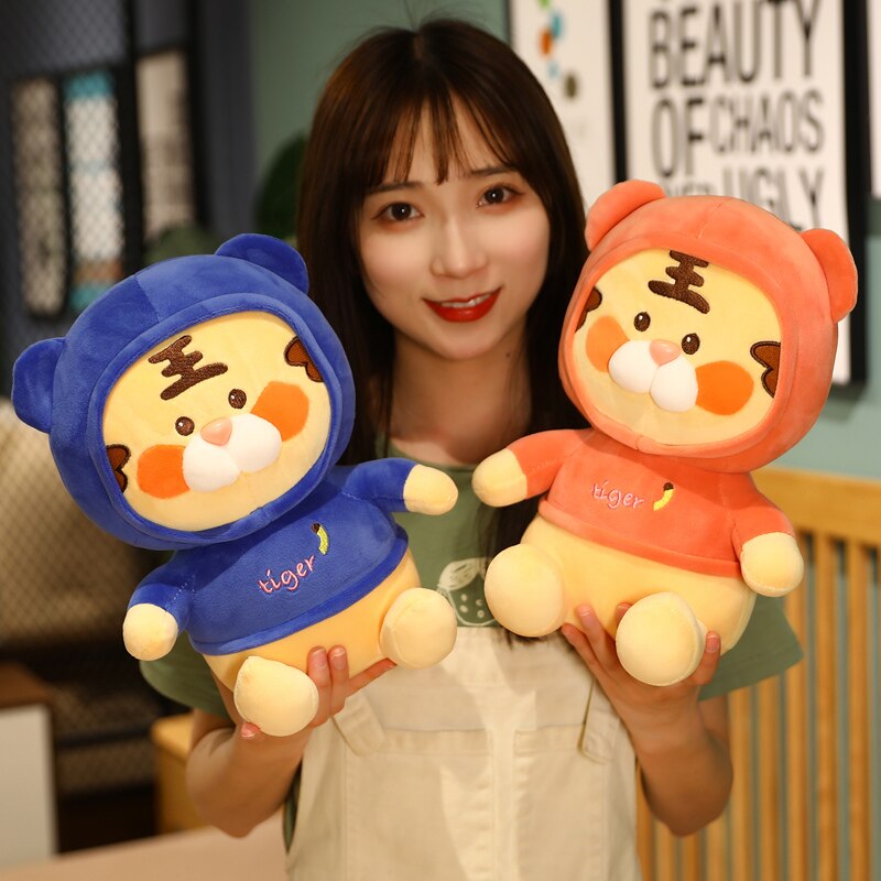 23/60cm Cute lifelike Tiger Stuffed Animals Blue&Orange Tiger Plush Toy Real-life Wild Forest Animals Kids Toy Gift for Boy Baby