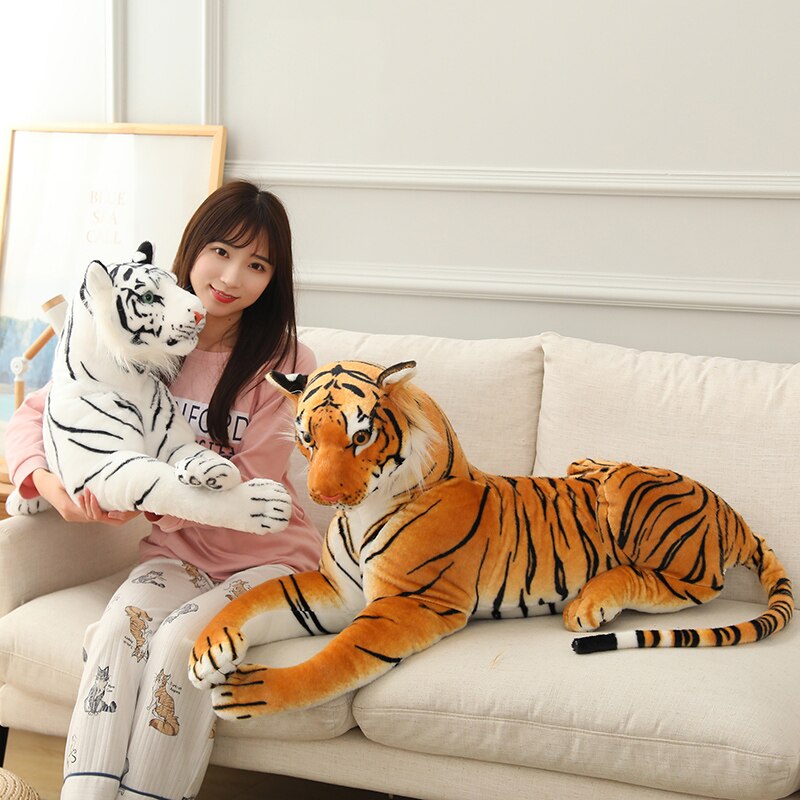 30-90CM Simulation Tiger Plush Doll Real Life White Tiger Stuffed Animals Toys Soft Pillow For Kids Birthday Xmas Gifts