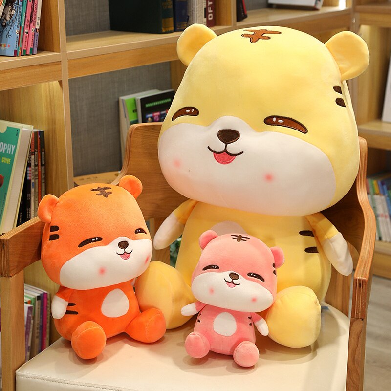 23-60cm Happy Cute Tiger Plush Toys Stuffed Pillow Lovely Animals Doll For Girls Kids Birthday Gifts Home Sofa Decor