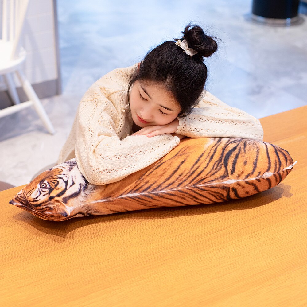 1PC 90cm Simulation Plush Tiger Sleeping Pillow Soft Stuffed Forest Animals Cushion Sofa Decor Cartoon Tiger Toys For Kids Gift