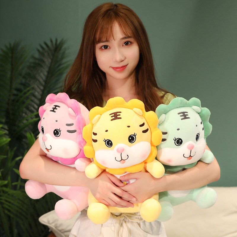 35-65cm Cartoon Cute Tiger With Sun Flower Plush Toys Stuffed Soft Lovely Animals Dolls Pillow For Kids Girls Birthday Gifts