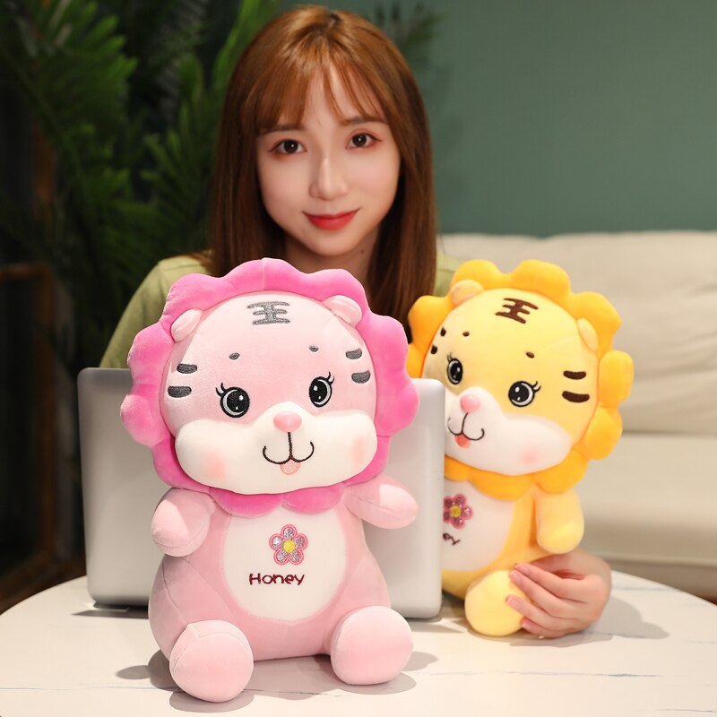 35-65cm Cartoon Cute Tiger With Sun Flower Plush Toys Stuffed Soft Lovely Animals Dolls Pillow For Kids Girls Birthday Gifts