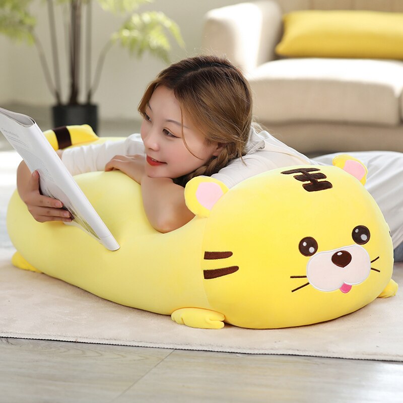 90cm Nice Sleeping Cartoon Pillows Kawaii Plush Tiger&Lion Toys Stuffed Animals Doll Bed Room Decor Kids Girls Lovely Gift