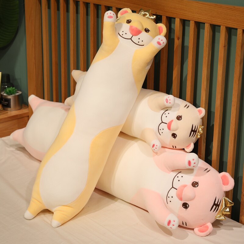 65/85/120cm Lifelike Tiger Plush Pillow Soft Anime Cushion Simulation Pink&Yellow Tiger Jaguar Doll Children Kids Birthday Gifts