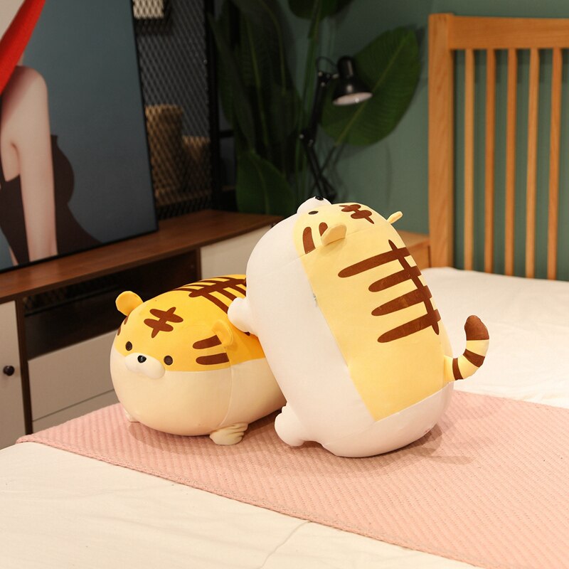Soft Cartoon Tiger Plush Toys Animal Plush Pillow Lazy Fatty Tiger Baby Doll Bed Cushion Home Decor Kids Children Gifts
