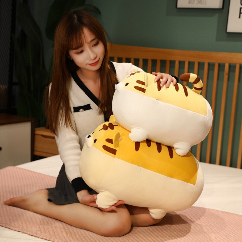 Soft Cartoon Tiger Plush Toys Animal Plush Pillow Lazy Fatty Tiger Baby Doll Bed Cushion Home Decor Kids Children Gifts