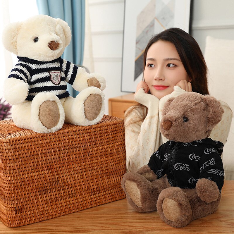 1pc 30cm High Quality Teddy Bear Plush Toys Soft Stuffed Bear Wear Sweater Doll Children Boys Huggable Pillow Toy Girls Gifts