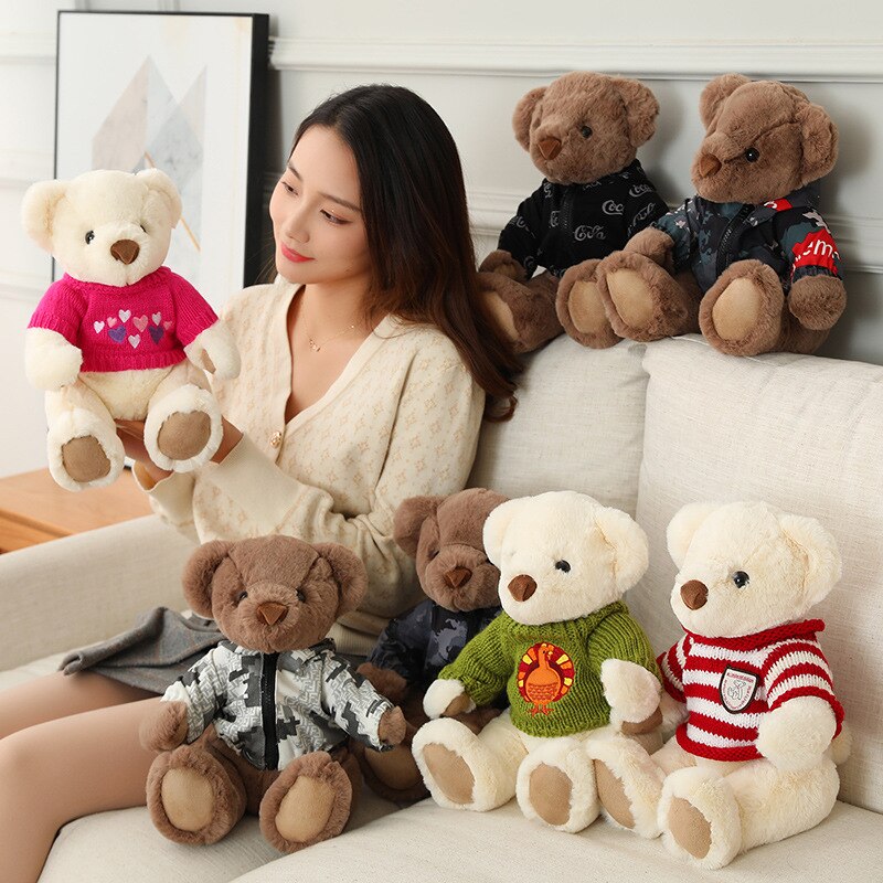 1pc 30cm High Quality Teddy Bear Plush Toys Soft Stuffed Bear Wear Sweater Doll Children Boys Huggable Pillow Toy Girls Gifts