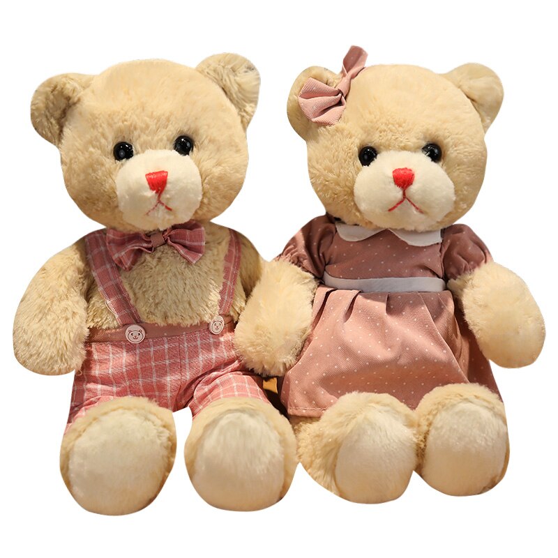 2pcs/lot Lovely Couple Dressing Teddy Bear Plush Toys Dolls Stuffed Toy Kids Baby Children Girl Nice Birthday Christmas Gift