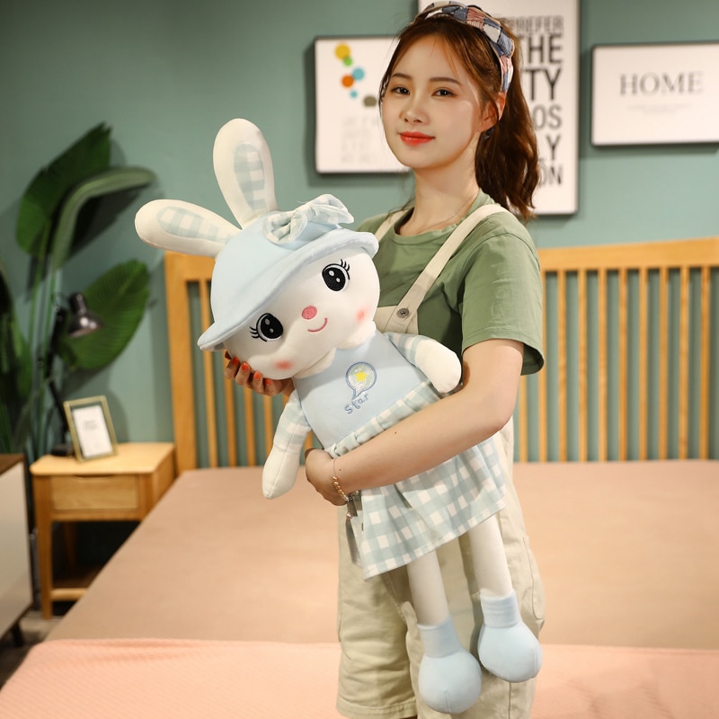 New 50/65cm Kawaii Bow-knot Rabbit Soft Plush Stuffed Doll Dressing Animal Rabbit Toy Baby Playing Accompany Toy Birthday Gift