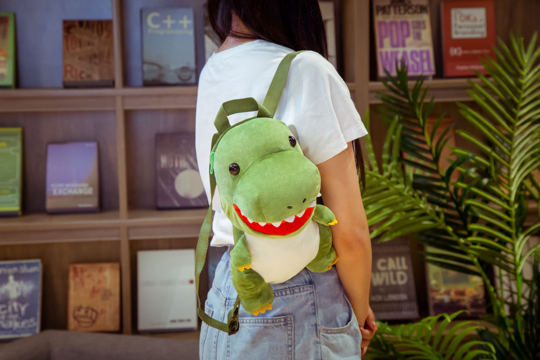 34CM Kawaii Dinosaur Plush Toys Soft Cute Female Backpack Stuffed Animals Tyrannosaurus Pillow Travel Bag Birthday Gifts For Kid