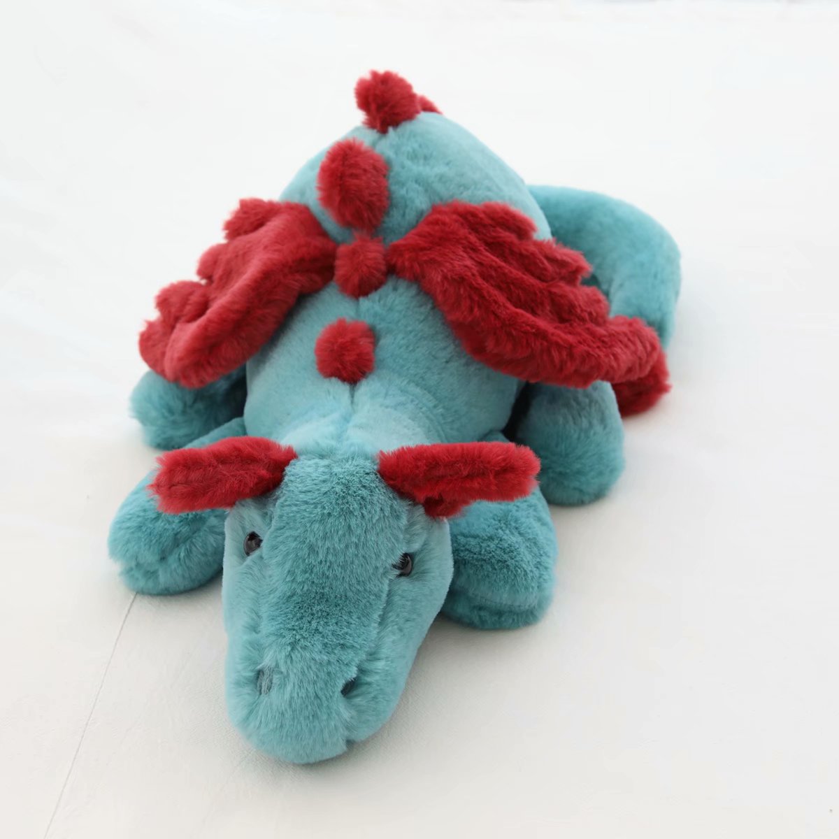 1pc Flying Dragon Plush Toy Green White Cute Fluffy Dragon with Wings Life-like Pterosauria Toy Pillow Kids Toys Gift for Boy