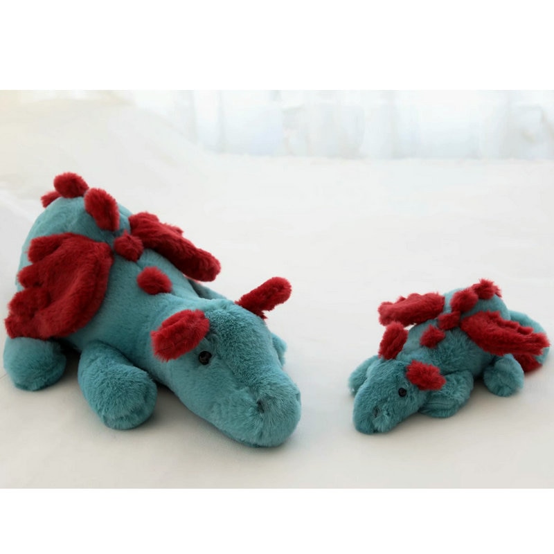 Fluffy Hair Blue Pterosauria Dragon Rabbit plush Toy Stuffed evil Red Fly Wings Fire Dragon Plushies Doll toys for Children boy