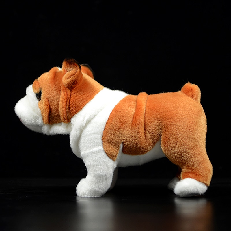 Cute Realistic Standing Bulldog Stuffed Plush Toys Simulation Cuddly Soft Lifelike Tiger Dog Doll Animal Christmas Kids Gifts