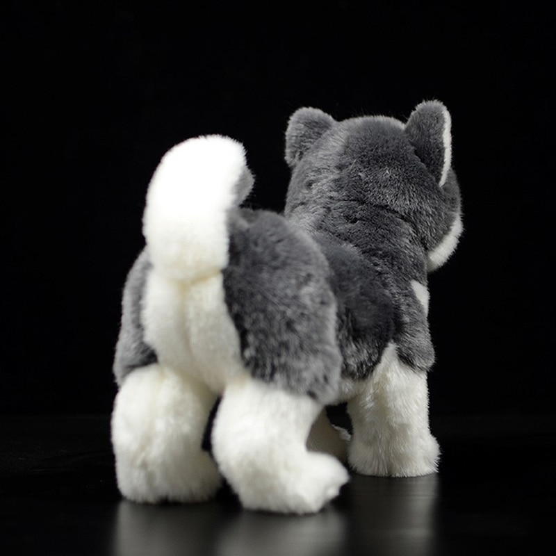 Cute Grey Alaskan Malamute Simulation Dog Doll Soft Real Canis lupus familiaris Stuffed Animal Plush Toy Model For Kids Gift