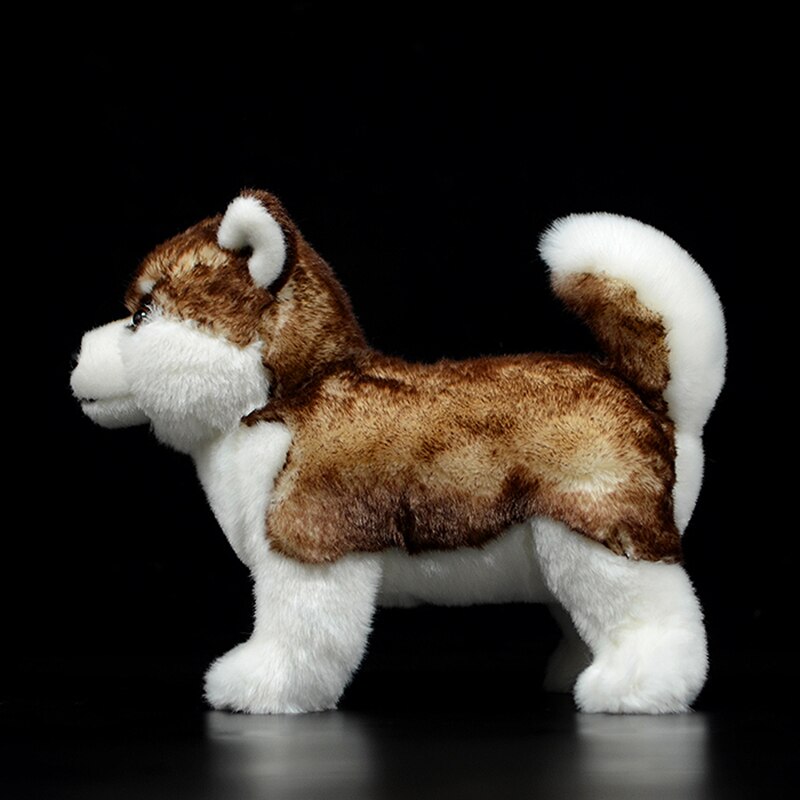 Simulation Dog Doll Cute Brown Siberian Husky Soft Real Life Canis lupus familiaris Stuffed Animal Plush Toy Model For Kids Gift