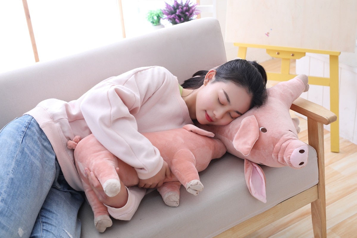 Dog Toys Antistress Stuffed Plush Soft Estrus Vent Toy Accompany Sleeping Pink Piggy Pillow Doll French Bulldog Corgi Supplies