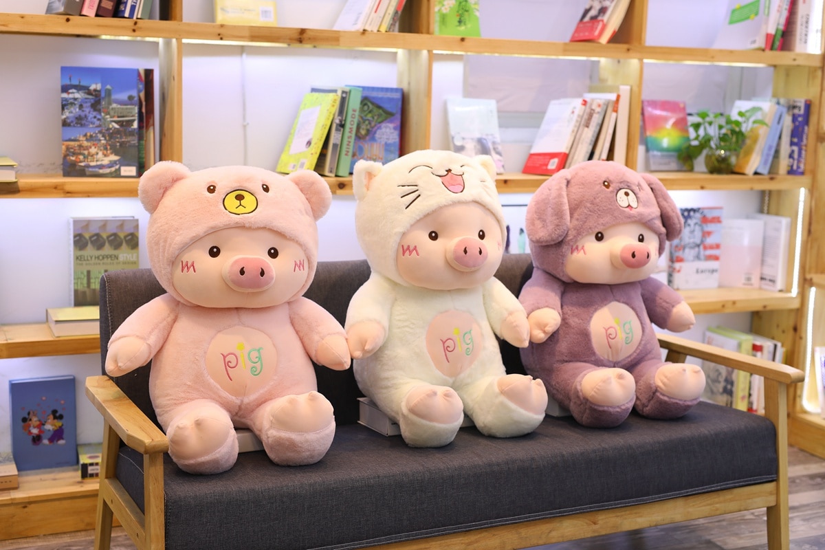 30-60cm Lovely Pig Plush Toy Creative Cosplay Cat&Bear&Dog Doll Soft Stuffed Animals Toy for Children Baby Kawaii Birhtday Gift