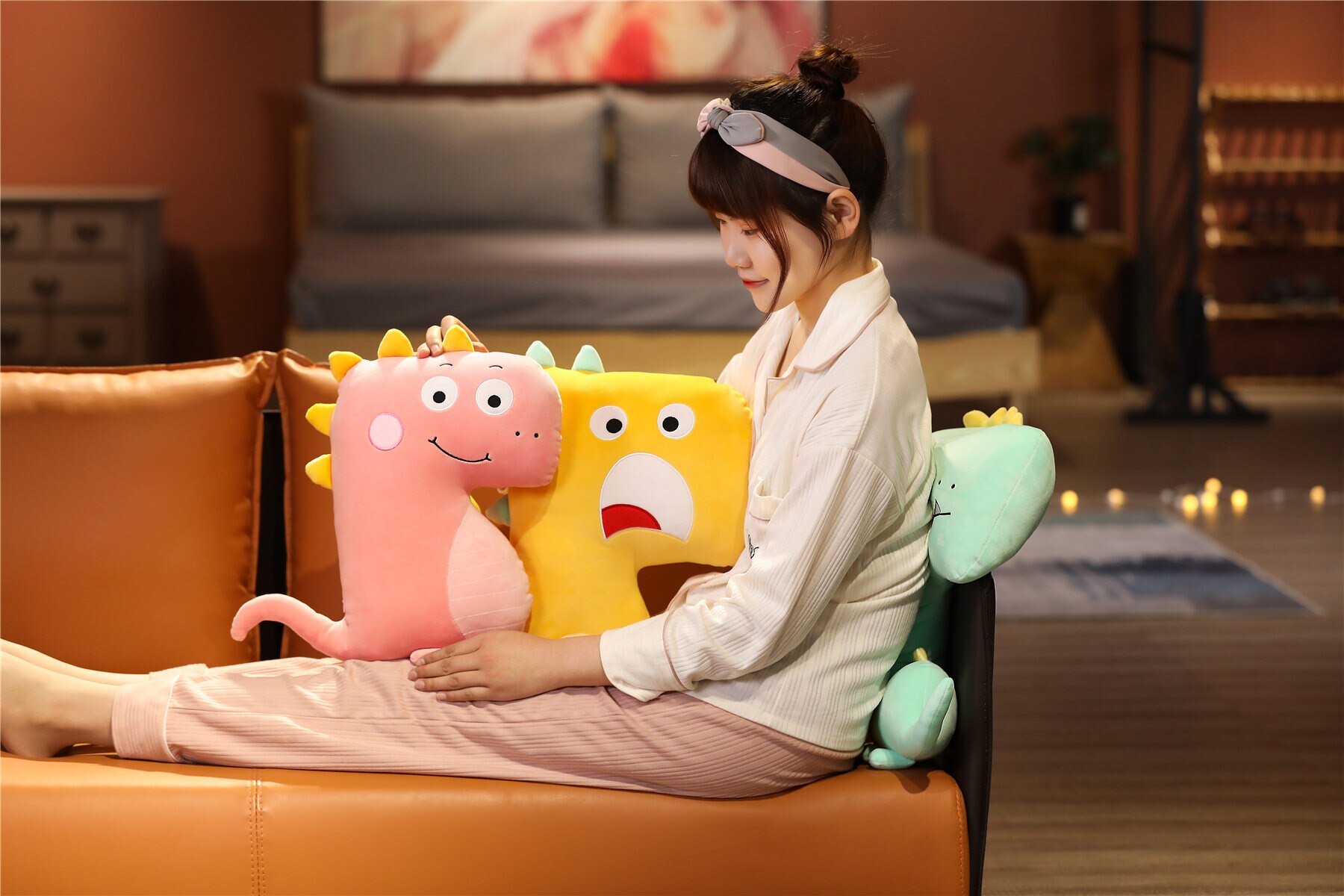 Creative Stuffed Soft Animal Cartoon Pilllow Cushion Cute Dinosaur Plush Toys Funny Neck Pillow Lovely Kids Birthday Gift