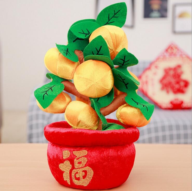 Simulation fruit plush toy soft toys orange tree plush toy Lucky pillow sunflower peach tree bonsai plush toy ornament gift