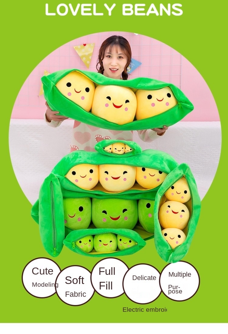 Zqswkl creative gift pea pods pillow doll cute plush toys for children girls waist doll sleeping anime pillow hugs cute soft toy