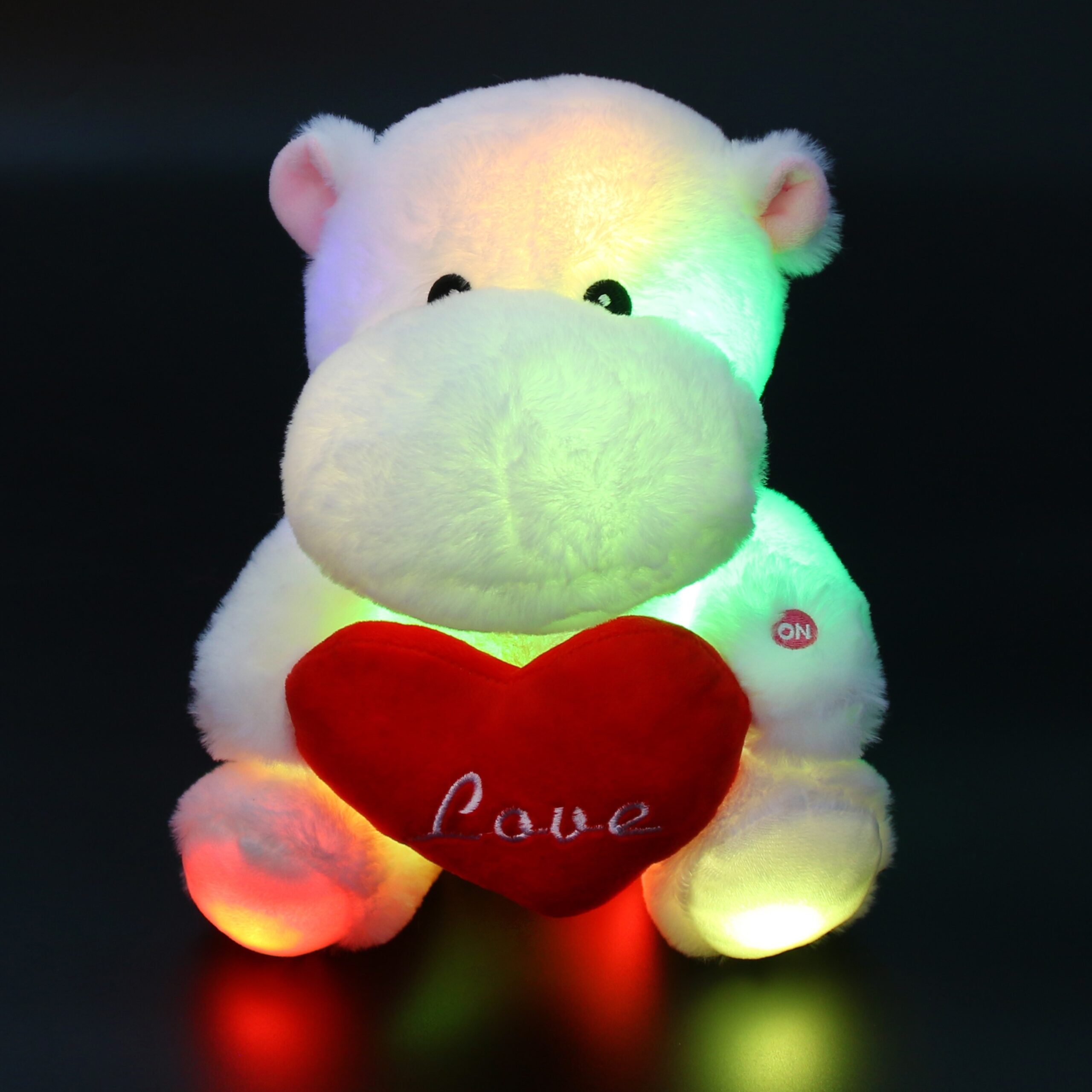 Houwsbaby LED Hippo Stuffed Animals Glow Soft Plush Toys with Heart Saying Love Gifts for Girlfriends