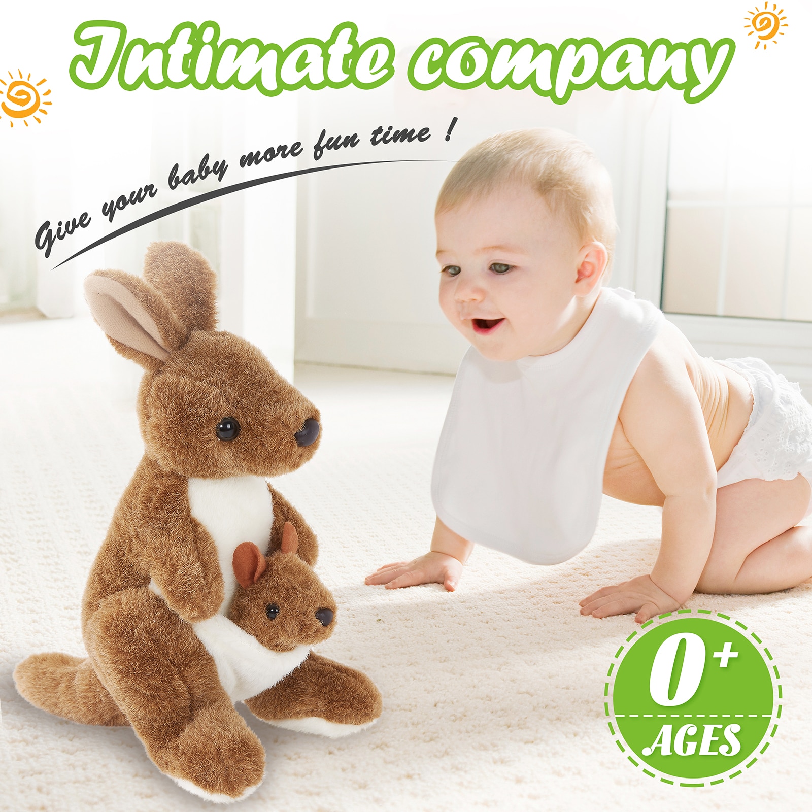 CozyWorld Stuffed Animals Kangaroo Cute Plush Toys Special Day for Kids Preschool Birthday Gifts for Kids, Brown, 10.5''