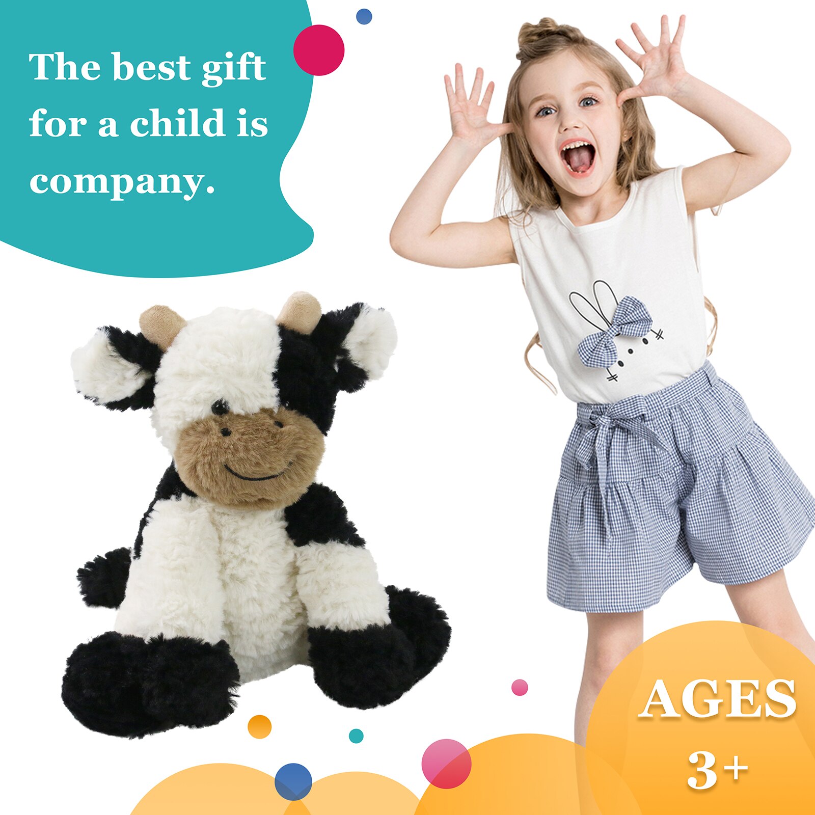 SpecialYou Dairy Cow Stuffed Animal Adorable Soft Plush Farm Animal Toy Great Birthday, White&Black, 9 inches