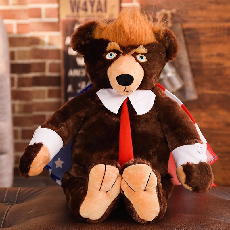 2021 New Donald Trump Bear Plush Toys USA President Bear With Flag Cute Animal Bear Dolls Trump Plush Stuffed Toy For Kids Gifts